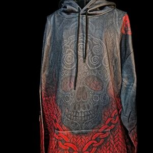 Unisex Red and Gray Skull Hoodie Brand New!